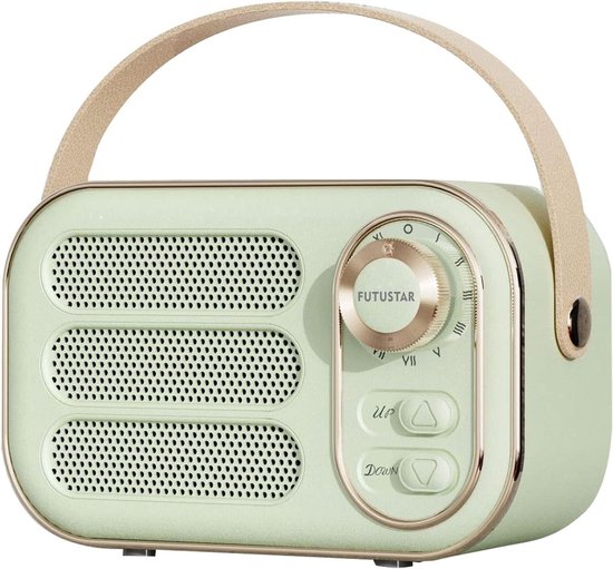 Retro-luidspreker, draagbare vintage luidspreker met hoog volume, ondersteuning voor TF-kaart, USB-stick en AUX-ingang, retrostijl voor keuken, huis en kantoor - groen