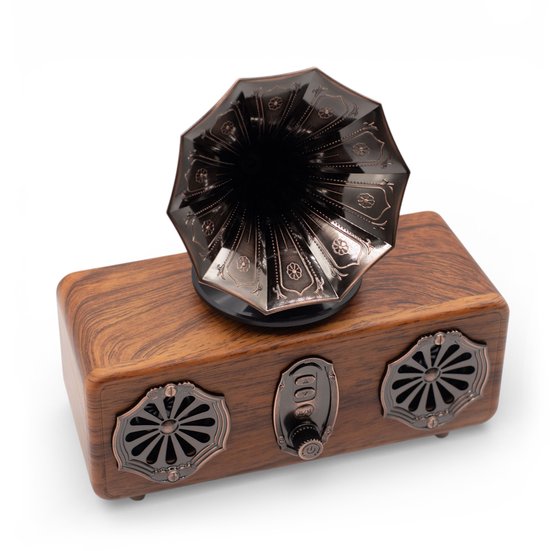 Retro Mini Dubbele Grammofoon Luidspreker - Bluetooth van Merkloos