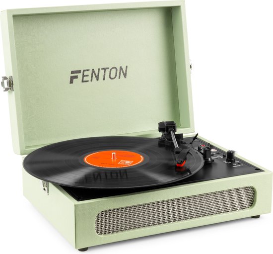 Retro Platenspeler Bluetooth in & out - Fenton RP118 - Model 2025 - Geschikt voor alle platen - Ingebouwde speakers - Groen