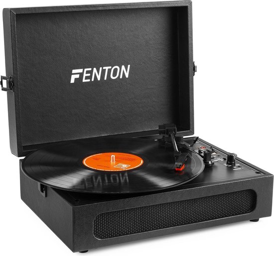 Retro Platenspeler Bluetooth in & out - Fenton RP118 - Model 2025 - Geschikt voor alle platen - Ingebouwde speakers - Zwart