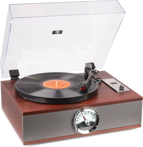 Retro Platenspeler met Bluetooth, FM Radio en CD Speler - Fenton RP180 - Hout