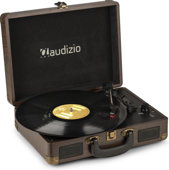 Retro platenspeler met speakers - Audizio RP114W - Model 2025 - met PC software - Houtlook