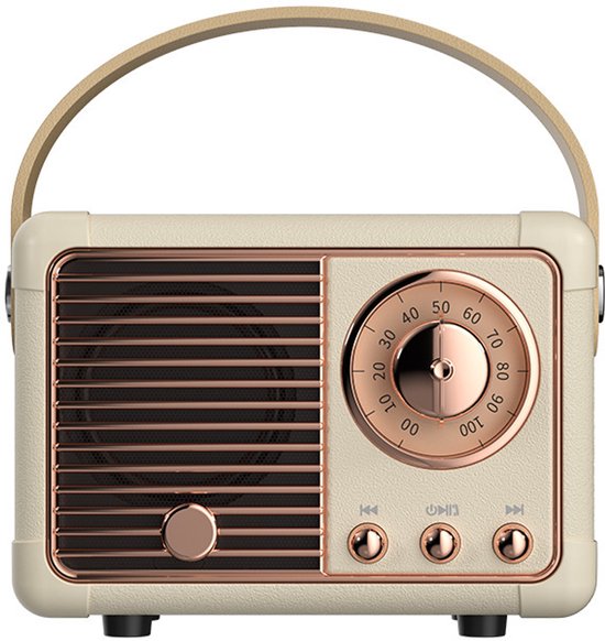 Retro radio Bluetooth-luidspreker Draagbare subwoofer Nostalgie - Melkwit van Merkloos