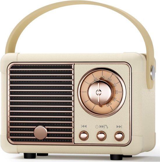 Retro speaker, cadeau-ideeën voor een vriendin, draagbare draadloze speaker, cadeaus voor vrouwen, meisjes en vrienden in ouderwetse stijl, kleine USB/TF/AUX-ondersteuning voor antieke slaapkamer, keuken, kantoor en bureaudecoratie (beige) van Merkloos