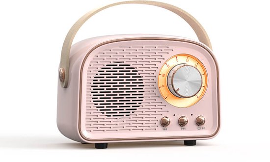 Retro Vintage Radio Bluetooth Speaker - Draadloze Stereo Speaker met FM Radio - Vintage Design - Bluetooth 5.0 Draadloze Speaker voor Kristalhelder Geluid - Perfect voor Thuis & Buiten - Roze van Merkloos