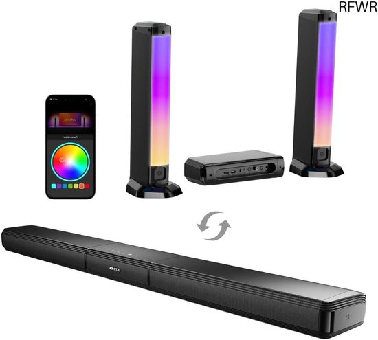 RFWR® 5.0-kanaals soundbar met RGB-verlichting en Bluetooth 5.3 voor thuisbioscoop van RFWR®