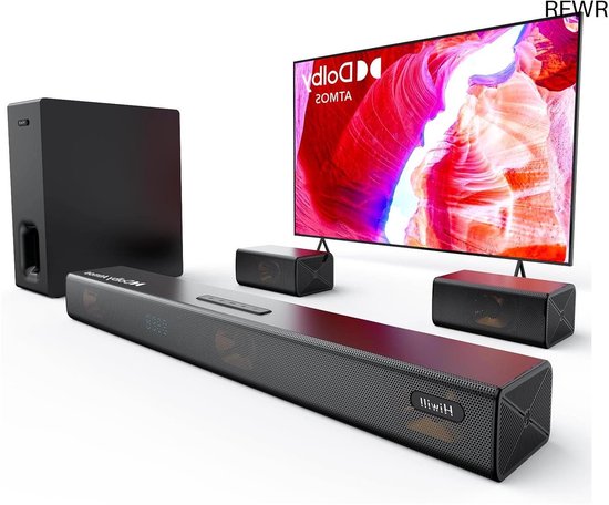 RFWR® 5.1ch Dolby Atmos Surround Soundbar met Draadloze Subwoofer en Achterluidsprekers voor Thuisbioscoop van RFWR