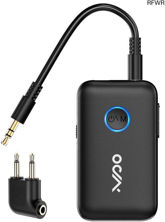 RFWR® Bluetooth 5.3 Adapter aanbieding voor TV en Vliegtuig - 2 Headphones - Transmitter & Receiver van RFWR®