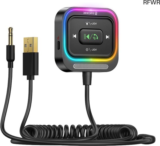 RFWR® Bluetooth 5.4 Ontvanger voor Auto met 3,5 mm AUX - Handsfree Bellen, Ruisonderdrukking en Deep Bass HiFi Stereo van Merkloos