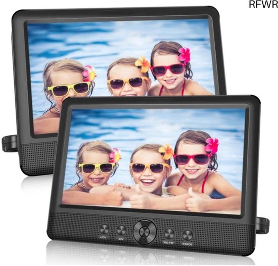 RFWR® Draagbare 10 inch Dual DVD-speler met USB en SD/MMC Poorten van RFWR®