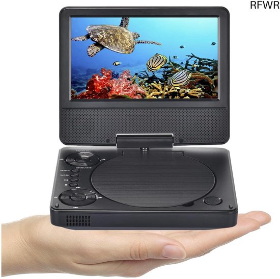 RFWR® Mini draagbare dvd-speler 9,5 inch voor auto en kinderen met draaibaar HD-scherm van RFWR®