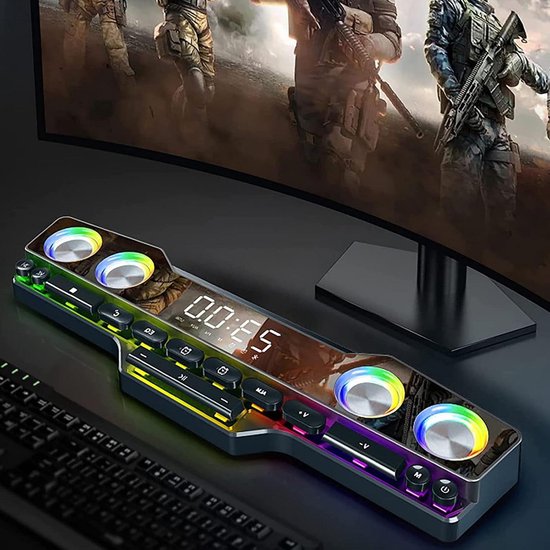 RGB Computer Speakers - Soundbar Bluetooth - Muziek en Films - Dynamische LED Verlichting - 49.5 cm - Zwart