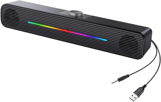 RGB Soundbar - Bureauluidspreker Audioapparaat - Muziek Luisteren - Dynamische Sfeer - 8 x 7 x 40 cm - Zwart