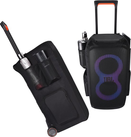RHYTHMFLAME Multifunctionele Deluxe Case Bag Beschermende Stofhoes voor JBL Partybox Stage 320 Draagbare Feestluid Spreker - Zwart van RHYTHMFLAME