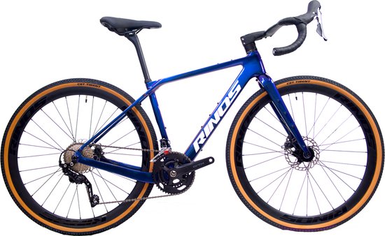 Rinos Sandman 7 - Gravel Fiets - Gravel Bike – carbonframe - GRX 820 24 versnellingen - hydraulische schijfremmen - lichtgewicht - allround fiets voor elk terrein - Kameleon - Blauw - Paars 52 van Rinos