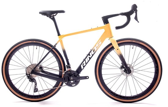 Rinos Sandman 7 - Gravel Fiets - Gravel Bike – carbonframe - GRX 820 24 versnellingen - hydraulische schijfremmen - lichtgewicht - allround fiets voor elk terrein - Zwart Zand 54 van Rinos