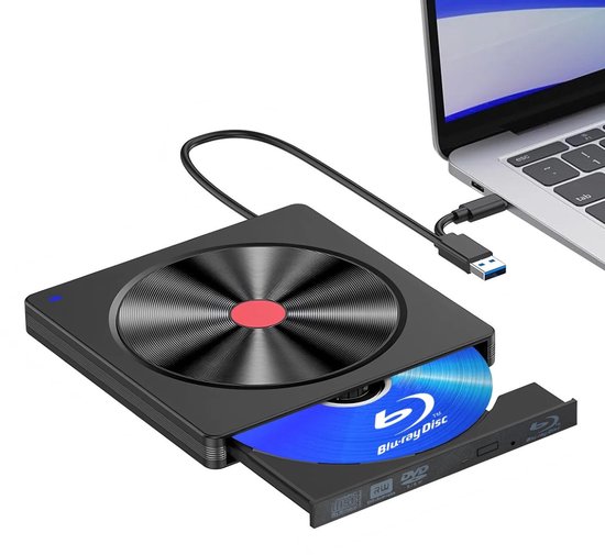 Rolu Draagbare DVD Speler – Draagbare Blu Ray/BD/CD Speler – USB C - USB 3.0 – Windows & Mac – Laptop