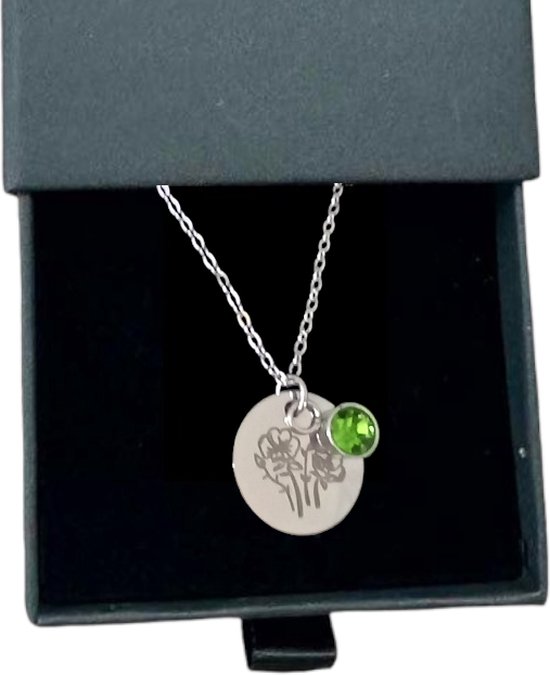 Rosey’s® - Geboortesteenketting augustus - Geboortesteenketting - zilver - ketting in doosje - Birth stone - Geboortesteen - verjaardag vrouw - Babyshower - Kraamcadeau - Moederdag - cadeau vrouw - Geboortesteen ketting Augustus van Rosey´s