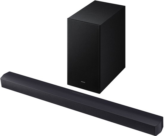 Samsung B-Series HW-B450F, 2.1 kanalen, DTS Virtual:X, Dolby 2.0, Dolby Audio, Adaptive Lite, Basversterking, Game Pro, Standaard, Uitbreiding van surround sound, Draadloos, Zwart, Titan Black van Samsung