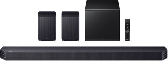 Samsung HW-Q930F, 9.1.4 kanalen, 580 W, DTS 5.1, DTS Express, DTS-HD Master Audio, DTS:X, Dolby Atmos, Dolby Digital Plus, Dolby TrueHD, 140 W, Actieve subwoofer, Draadloos van Samsung