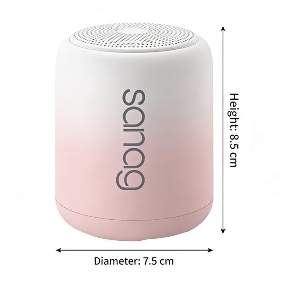 Sanag X6S Draagbare Mini Bluetooth Speaker – Met Krachtige Bas – IPX5 Waterdicht – Tot 24 uur Speeltijd – TWS Stereo – Kleur: Wit/Roze van Merkloos