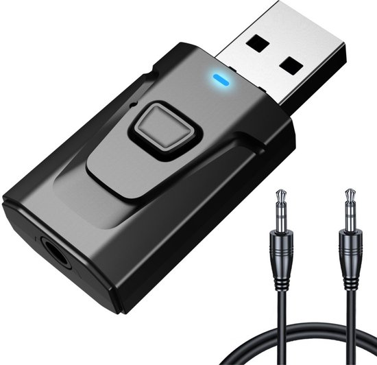Sander Shop Bluetooth adapter USB 5.0 2-in-1 (zender en ontvanger), draadloze stereo-audio met 3,5 mm jack voor tv, pc, auto, luidspreker, hoofdtelefoon, handsfree, zonder latentie