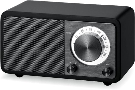 Sangean Genuine Mini - WR-7 - Mini FM-radio met Bluetooth en houten kast - Zwart