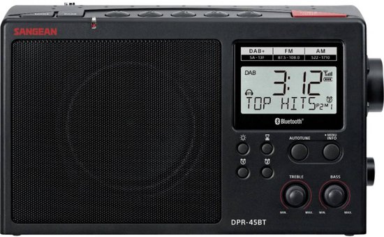 Sangean Radio DAB+, AM, FM DAB+, Bluetooth Zwart