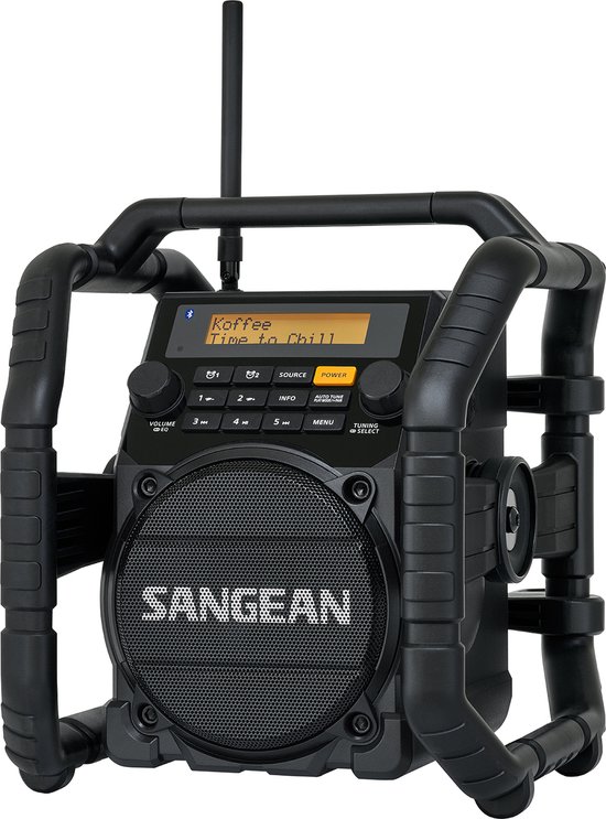 Sangean U-5 DBT bouwradio - Stootvaste radio met DAB+, FM, Aux, Bluetooth - Waterdicht, stofdicht, stofvast - Zwart van Sangean