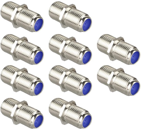 satellietkabelconnector, RG6 coaxiale bus naar bus, nikkelcoating, coaxkabelconnector voor coaxkabel, antennekabel, satellietkabel, 10 stuks