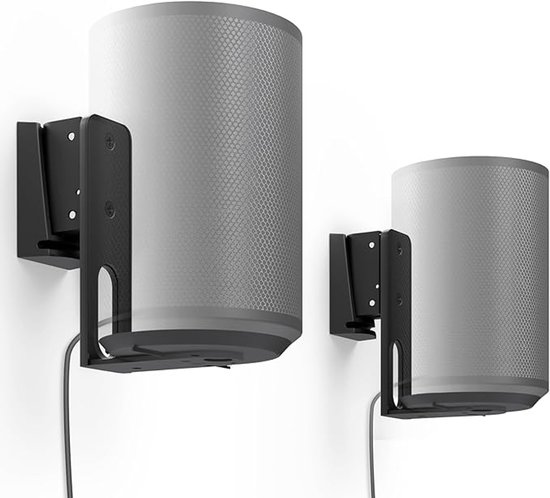 Selbro®, Luidspreker-wandhouder voor Sonos Era 100, zwenkbaar/kantelbaar/kabelmanagement, wandhouder voor beter audiogenot, houdt tot 3 kg (2 houders, zwart) van Merkloos