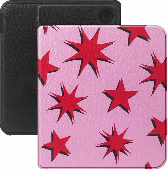 Selencia Ereader Cover / Hoesje Geschikt voor Kobo Libra Colour - Selencia Vivid E-reader bookcase - Stars Rubine Red Light Pink van Selencia