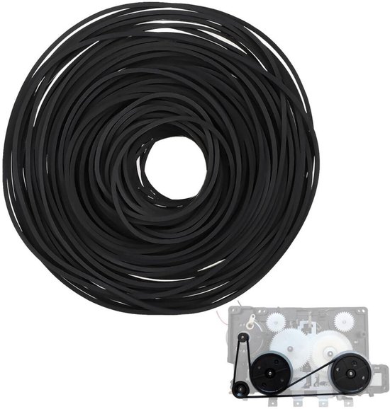 Set van 100 Vierkante Rubberen Aandrijf Riemen / Snaren - 40-135 mm - Breedte 1 mm - Reparatie en onderhoud van bandrecorders - Geschikt voor CD en Dvd-Speler, Cassette Recorder, Platenspeler
