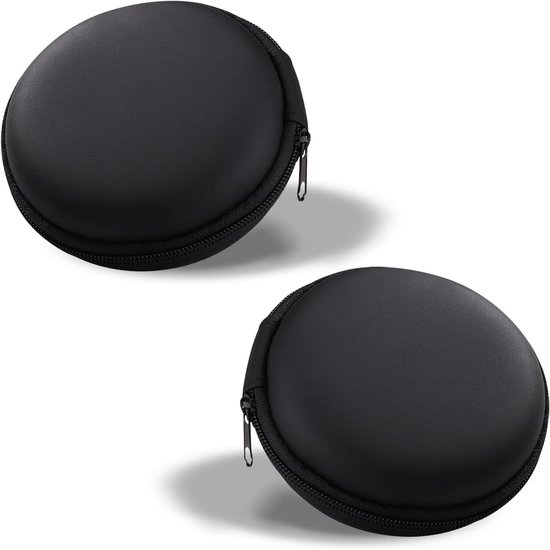 Set van 2 mini-oortelefoontassen - Harde opbergtas met ritssluiting - Hoofdtelefoonbeschermhoes - Multifunctionele mini-draagtas