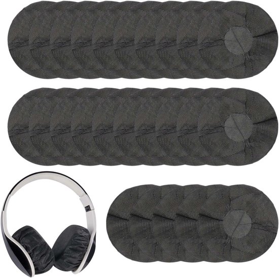 Set van 200 Verlengbare Hoofdtelefoonhoezen - Wegwerp Earcups voor Draadloze en Bedrade Hoofdtelefoons (Zwart) van Merkloos