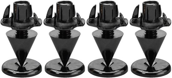 Set van 4 Slanke Luidspreker Spikes (Zwart/Chroom) - Universele Speaker Voetjes van Merkloos