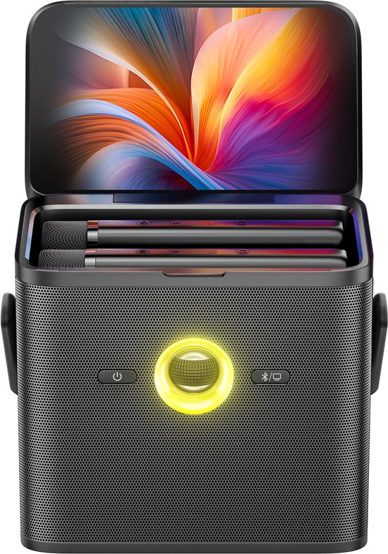 Shell S3 - Draagbare Karaoke Machine met 7” Touchscreen, 2 Draadloze Microfoons en 6 maanden gratis de KaraFun App