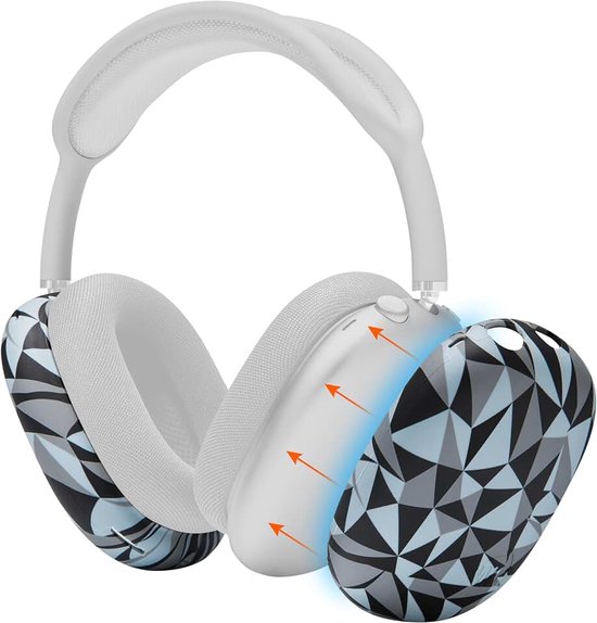 ShellZ Max – Beschermende Buitenste Schelpen Compatibel met AirPods Max 1 & 2 van Wicked Cushions | Van Premium Siliconen | Geo Grijs