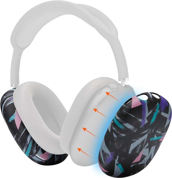 ShellZ Max – Beschermende Buitenste Schelpen Compatibel met AirPods Max 1 & 2 van Wicked Cushions | Van Premium Siliconen | Jaren '90 Zwart