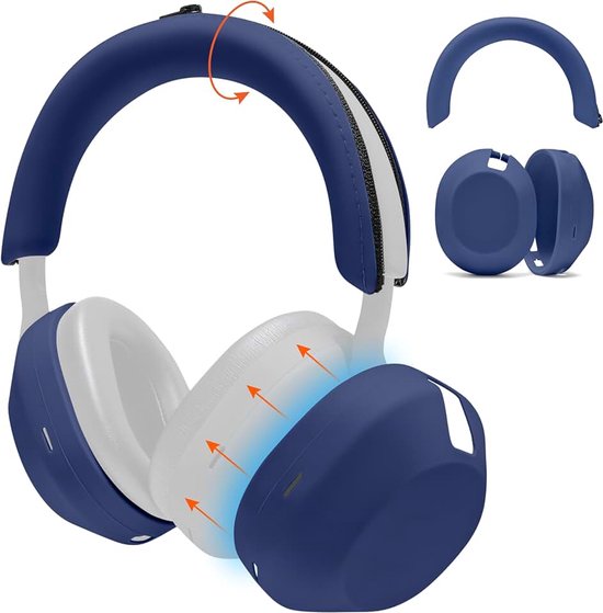 ShellZ XM5 - Beschermende hoofdtelefoonbehuizing en hoofdbandhoezen voor Sony WH1000XM5 Gemaakt door Wicked Cushions | Gemaakt van eersteklas siliconen | Blue | Gemaakt door Wicked Kussens | Beschermend, Gemaakt met Premium Siliconen | Blauw