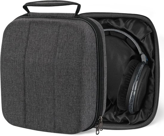 Shield Case voor grote over-ear koptelefoons, compatibel met Sennheiser HD 660s, HD 599 SE, vervangende beschermende harde-schaal reistas met kabelopslag (donkergrijs)