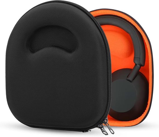 Shield Hoes voor hoofdtelefoon compatibel met Sony WH-1000XM5, WH-1000XM4, MDR-XB950BT, WH-CH720N en meer, vervangende harde reisopbergtas met kabelopslag (Zwart)