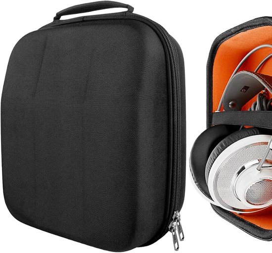 Shield hoofdtelefoonhoes compatibel met AKG K240, K92, K712 Pro, K702, K701, N90Q, M220, K553 en meer – vervangende hardcase reisetui met kabelopslag (Zwart)