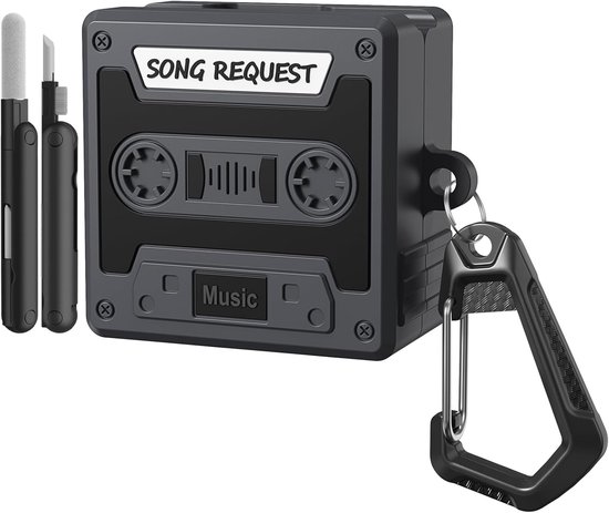 Silicone Case for Galaxy Buds 4 & Galaxy Buds 4 Pro (2026), Black | Cassette Tape Design, Shock-Proof Soft Protective Cover for Samsung Buds 4 Pro with Keychain and Cleaning Kit