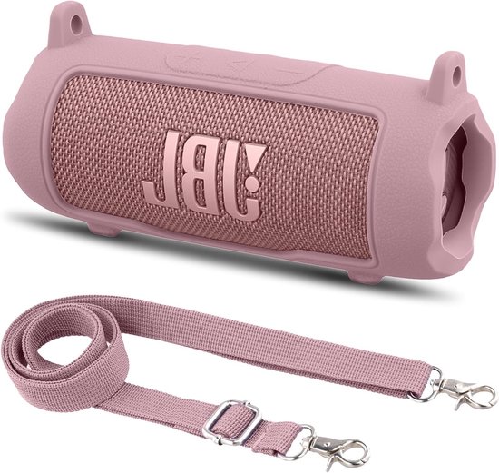 Siliconen Beschermhoes voor Draagbare Bluetooth Speaker, Schokbestendige Soft Cover met Afneembare Strap, Roze Accessoire voor JBL Flip 7 van Merkloos