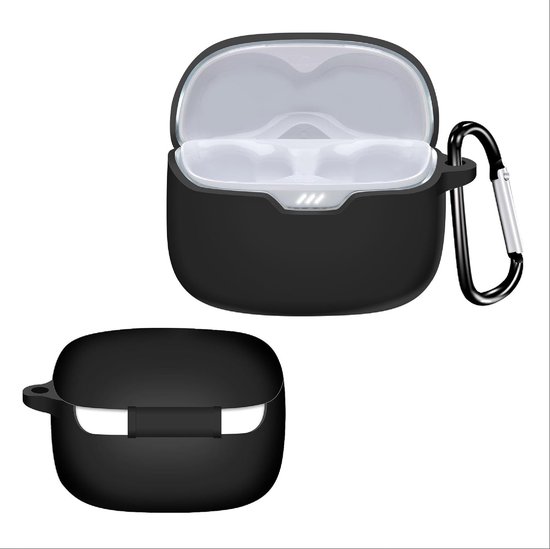 Siliconen hoes, compatibel met JBL Tune Beam/JBL Tune 245NC TWS, ultradunne zachte cover, slank, valbestendig, niet gemakkelijk vuil - Zwart