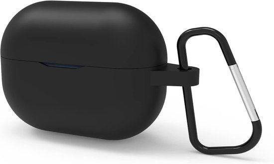 Siliconen hoes compatibel met JBL Vibe 200, Wave 200, Vibe Beam True Wireless oordopjes, beschermende draagtas met sleutelhanger haak, oplaadpoort toegankelijk (zwart)