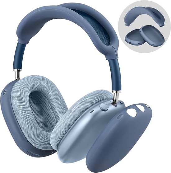 Siliconen hoes voor AirPods hoofdtelefoon, bescherm oorschelpen en hoofdband - donkerblauw