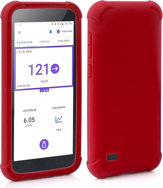 Siliconen hoes voor Omnipod 5 PDM-hoesje - valbestendig Omnipod 5-hoesje, schokbestendig, antislip (rood)