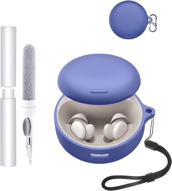 Siliconen hoes voor Soundcore Sleep A30 by Anker, open-ear hoofdtelefoon, schokbestendig, toergy waterdicht, zacht en duurzaam, met koord, sleutelhanger en reinigingstool, blauw
